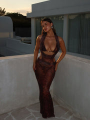 ALISA MAXI DRESS MAUVE LEOPARD